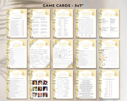 Main Squeeze Baby Shower Game Bundle, editable Canva template