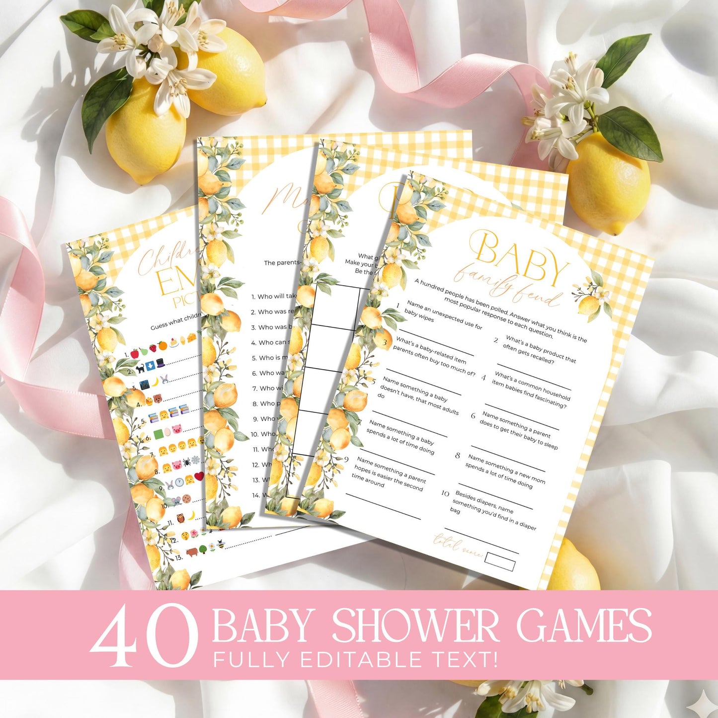 Baby Shower games bundle with printable game cards signs tickets and activities