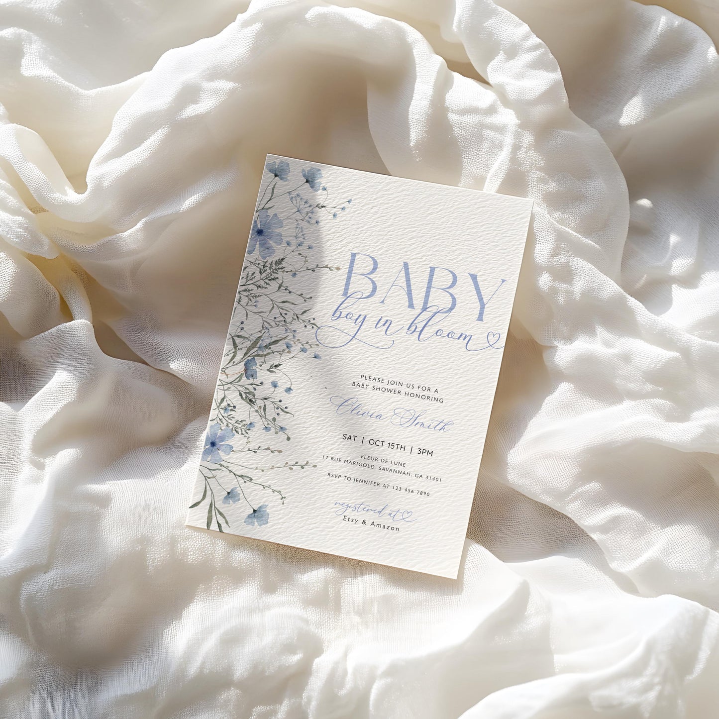 Invitation - Baby in Bloom Baby Shower, editable Canva template