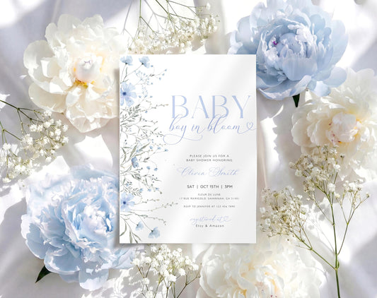 Baby in Bloom baby shower invitation for a floral girl shower