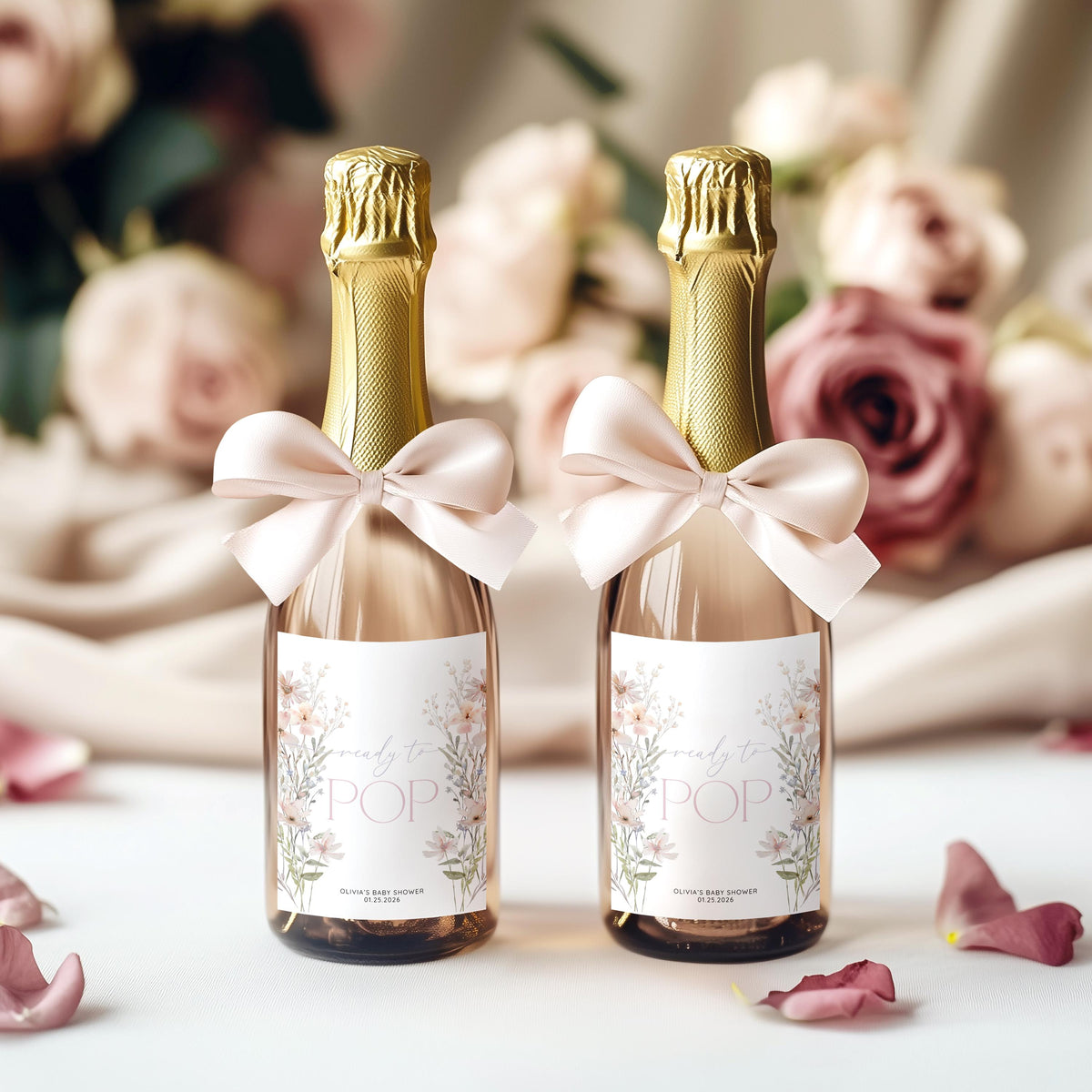 Baby Shower champagne label for bottle favors drink stations and party gifts