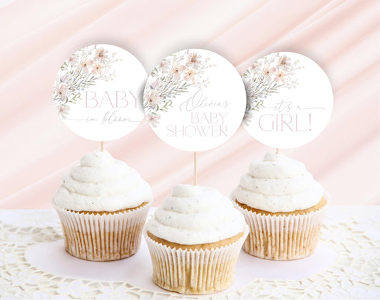 Baby Shower cupcake toppers for dessert tables and themed party treats