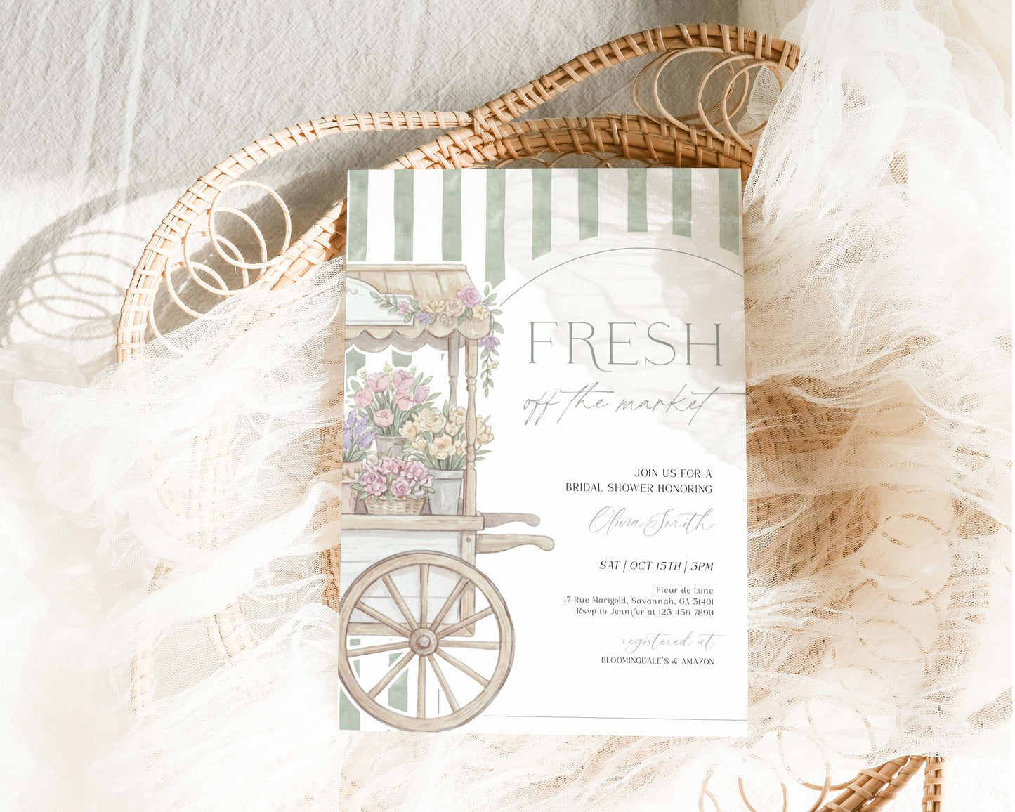 Invitation - Farmers Market Bridal Shower, editable Canva template