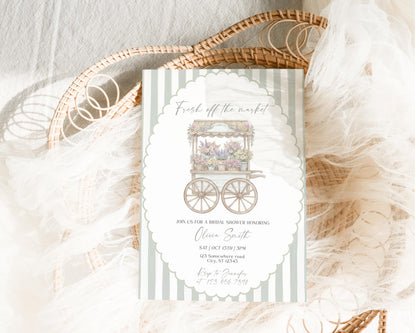 Invitation - Farmers Market Bridal Shower, editable Canva template