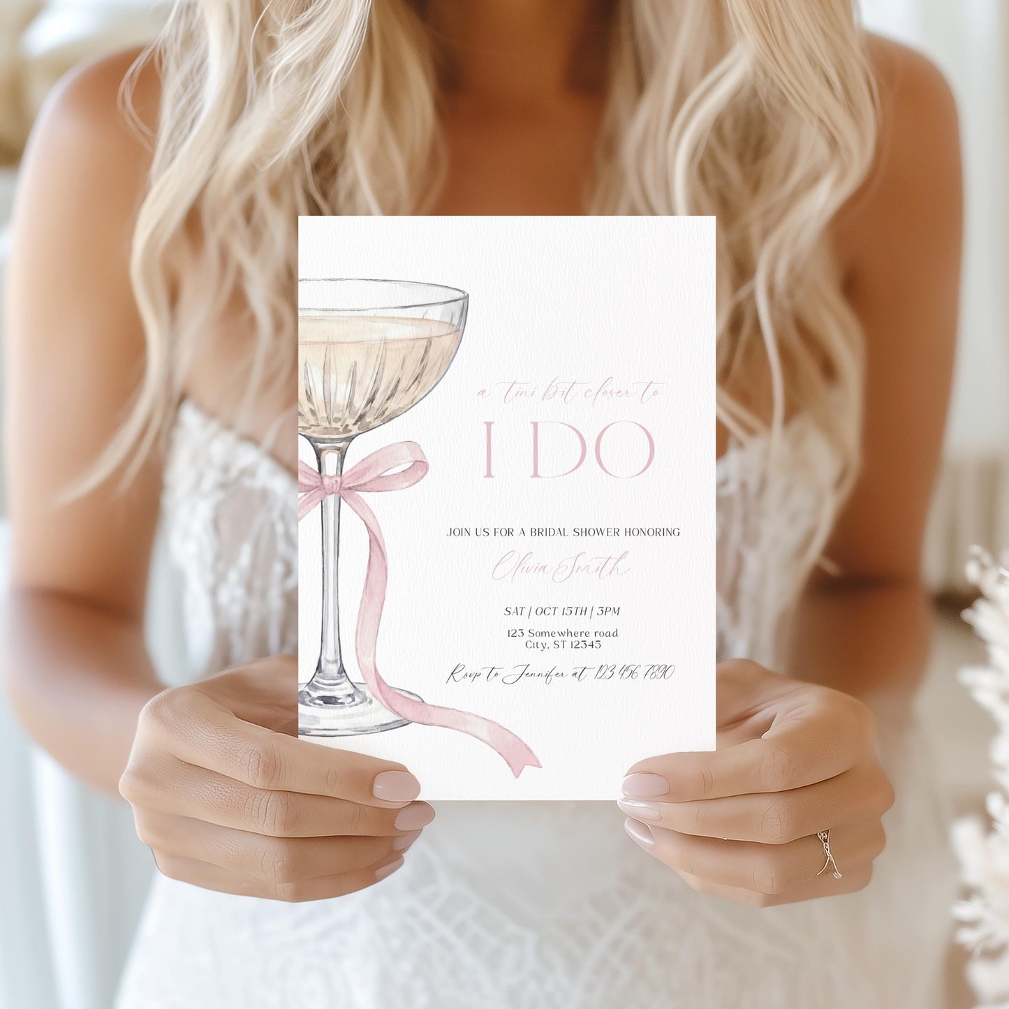 Invitation - Martini Bridal Shower, editable Canva template