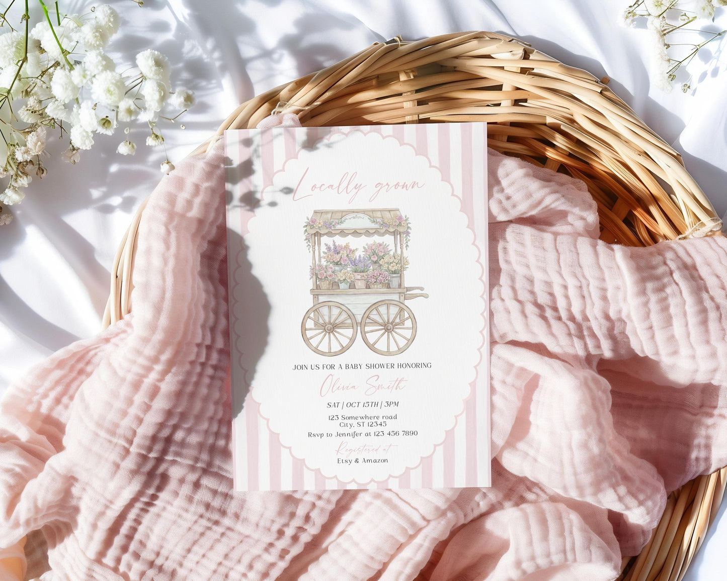 Editable Canva baby shower invite to print or send digitally