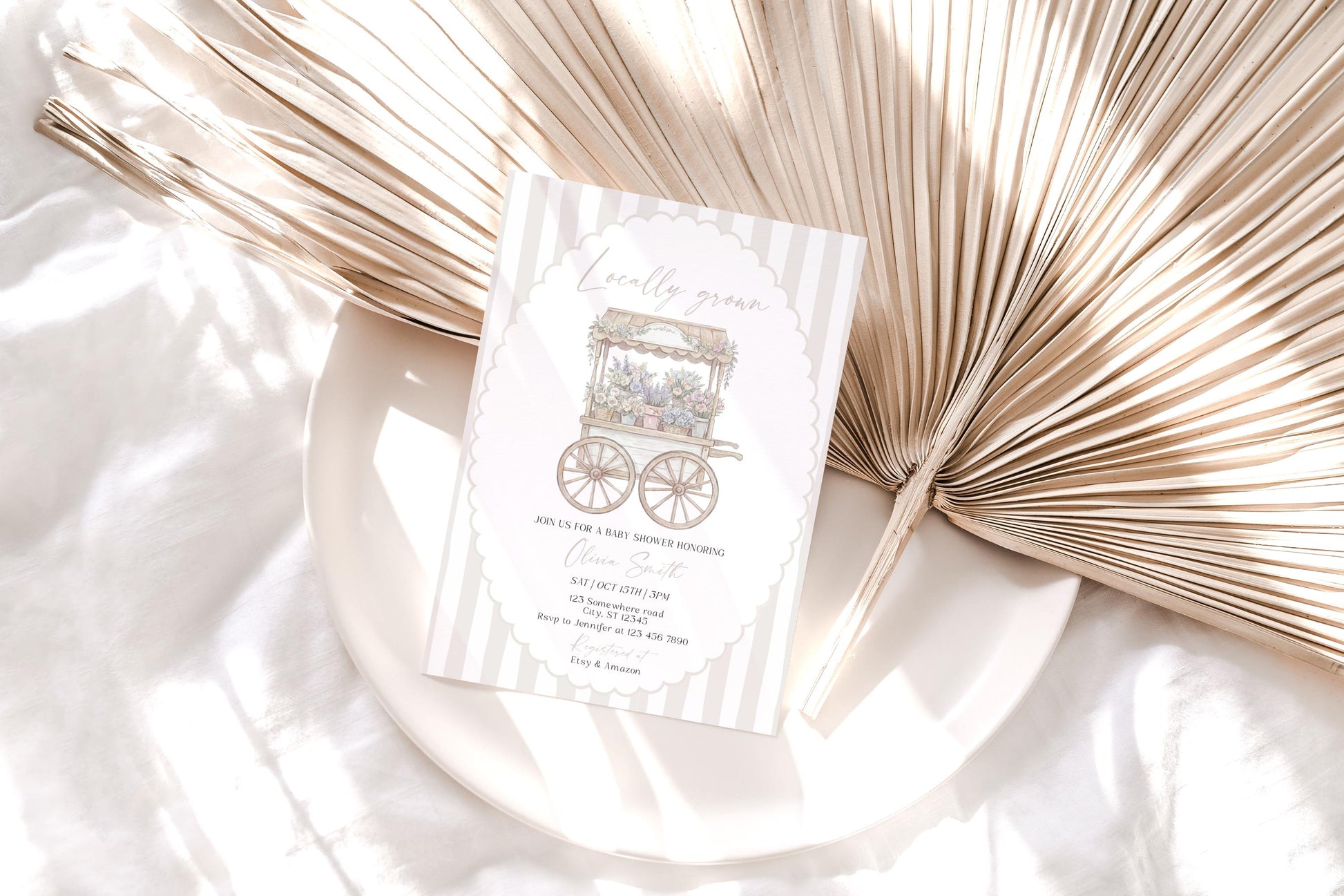 Invitation - Farmers Market Baby Shower, editable Canva template