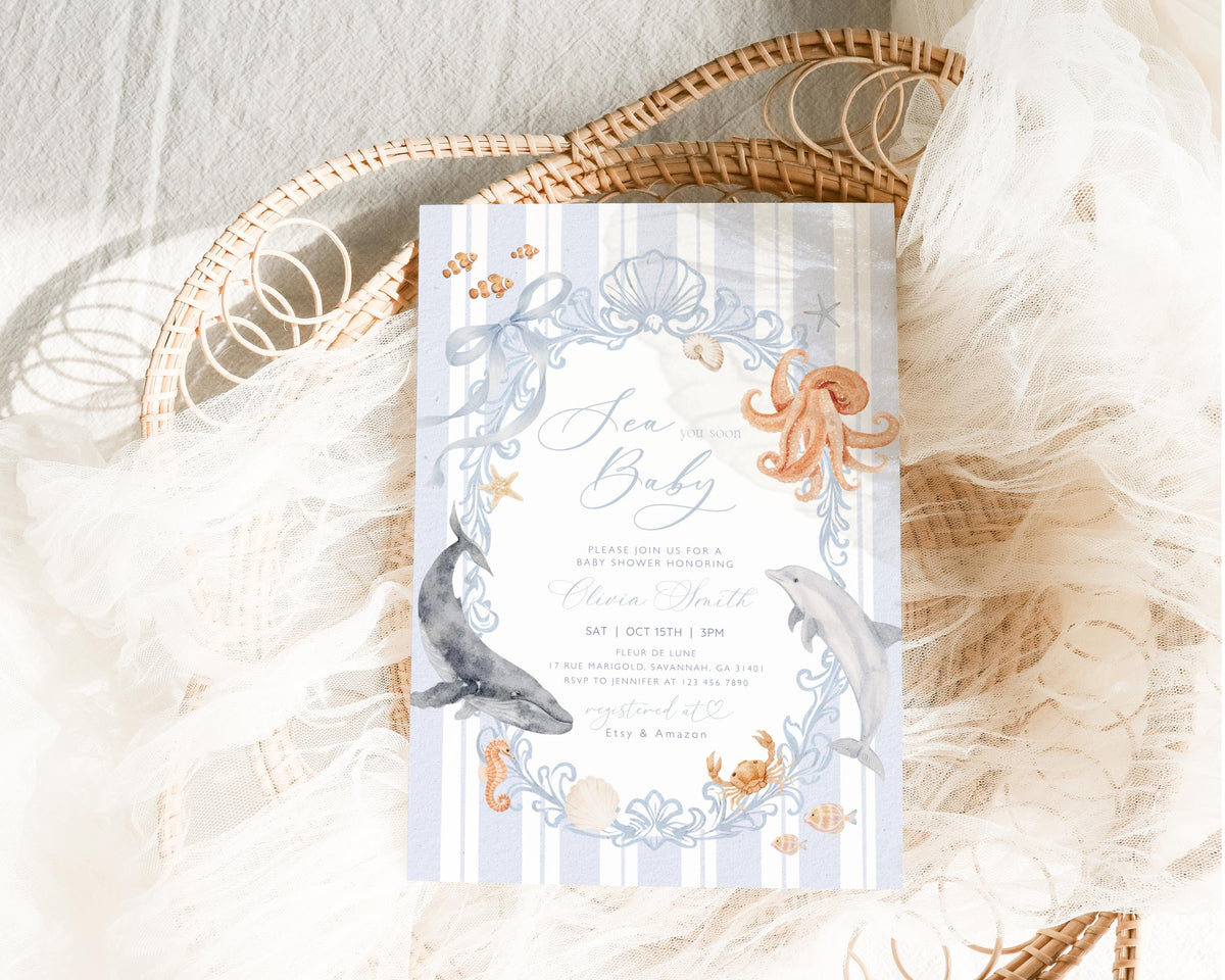 under the sea, nautical and oh boy baby shower invite for a personalized celebration