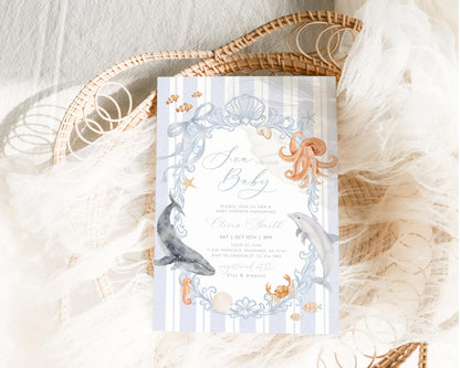 under the sea, nautical and oh boy baby shower invite for a personalized celebration
