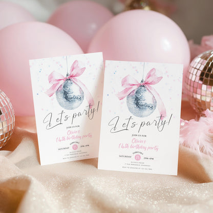 Disco Birthday Invitation for birthday guests and party details
