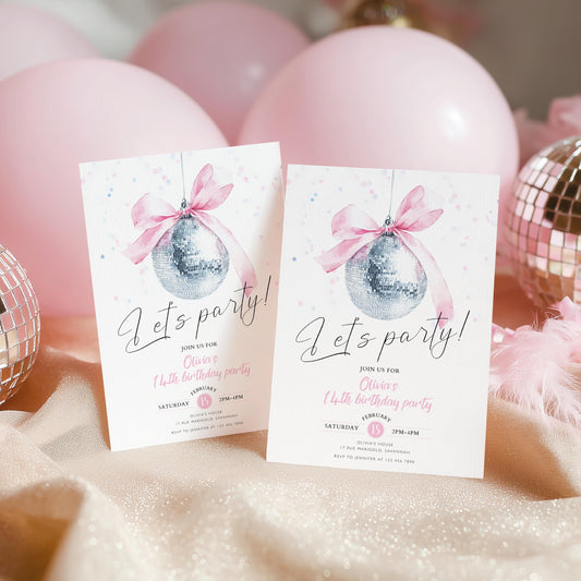 Disco Birthday Invitation for birthday guests and party details