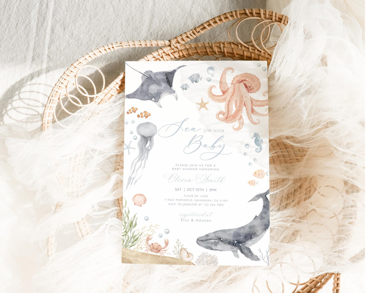 Invitation - Baby Shower, editable Canva template