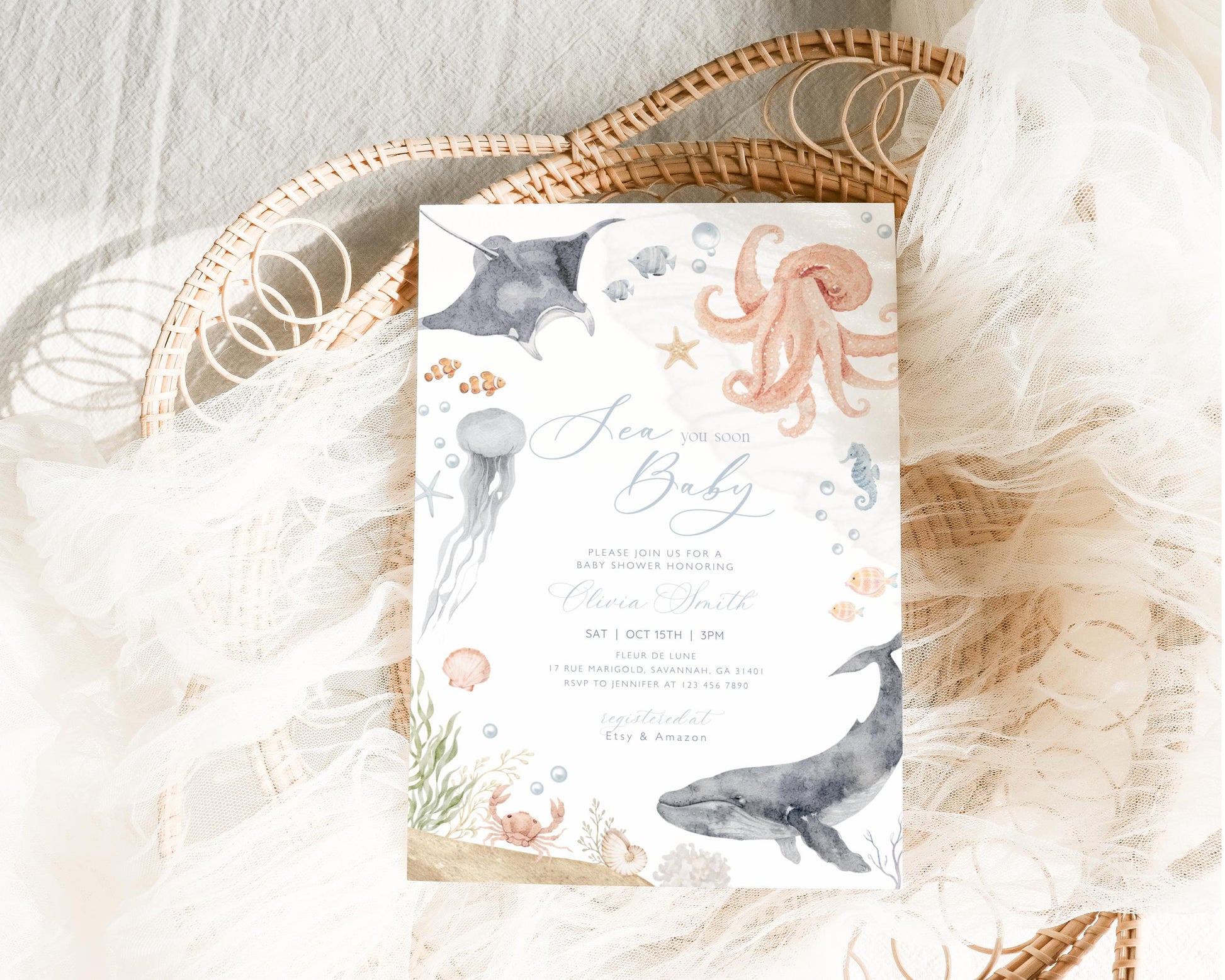 Invitation - Baby Shower, editable Canva template