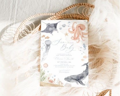 Invitation - Baby Shower, editable Canva template