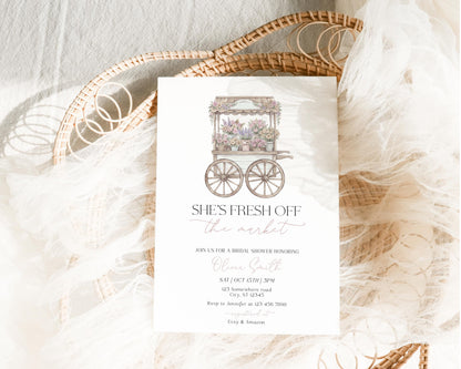 Farmers Market Bridal Shower Invitation for bridal shower guests and party details