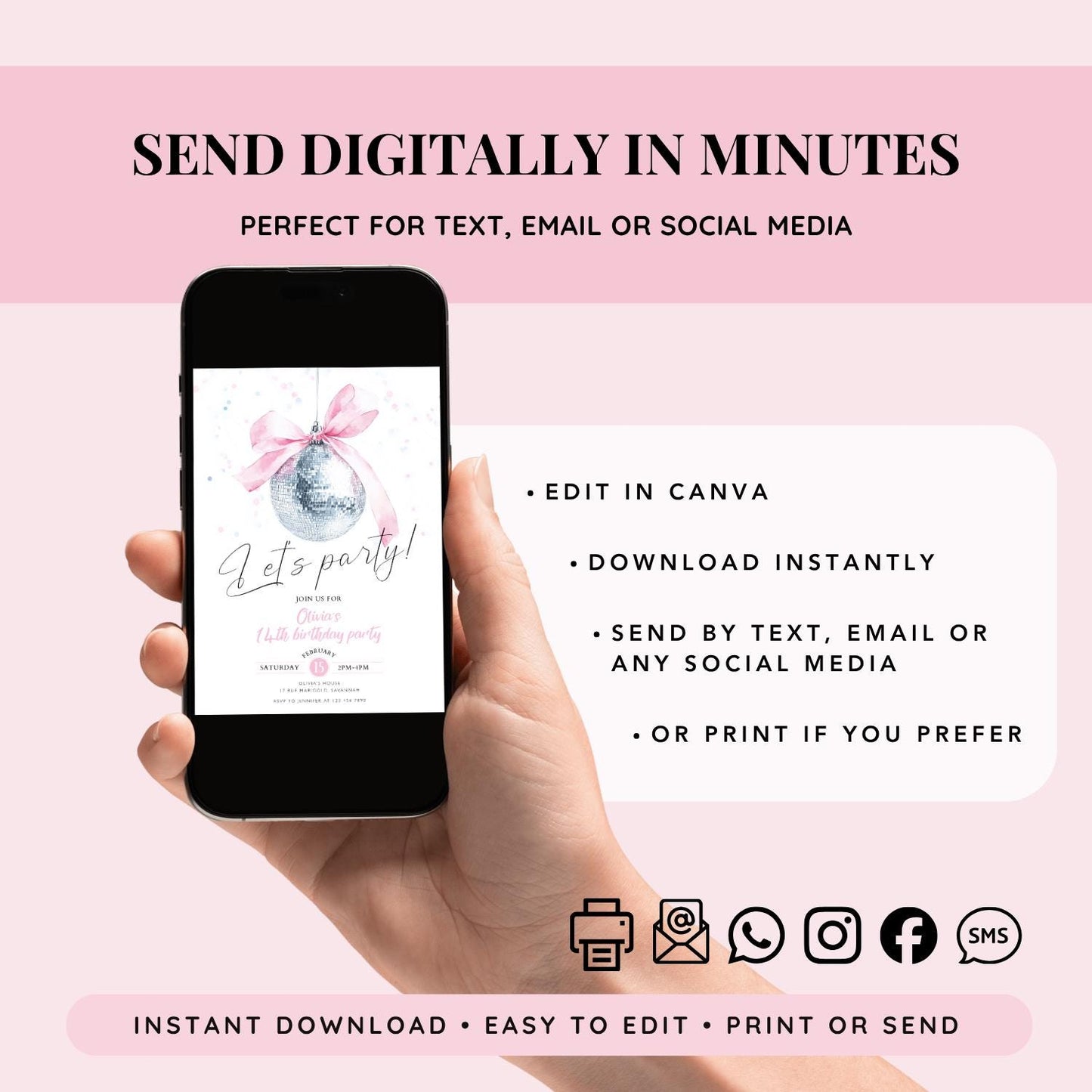 Pink Winnie the Pooh, Piglet and Eeyore baby shower invitation