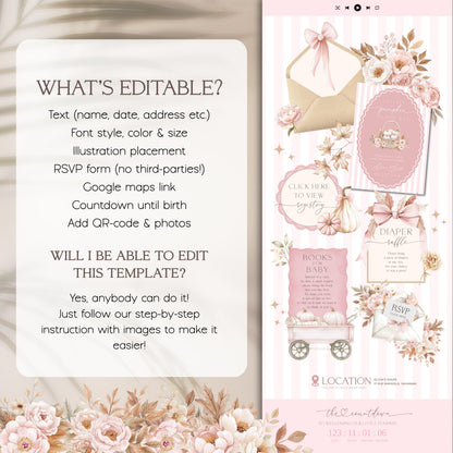 Baby Shower Website Invitation: Pink Little Pumpkin template details 3