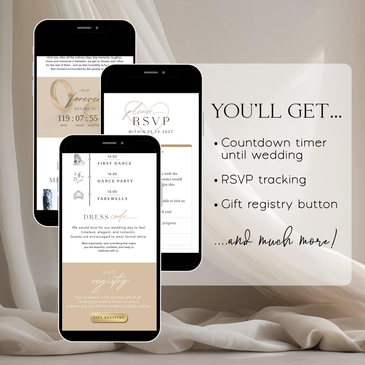 Wedding Website Template: Lace Envelope template details 4