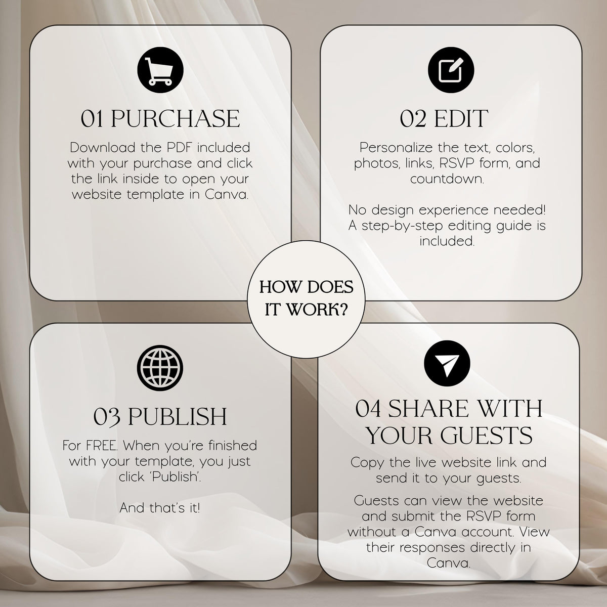 Wedding Website Template: Lace Envelope template details 10