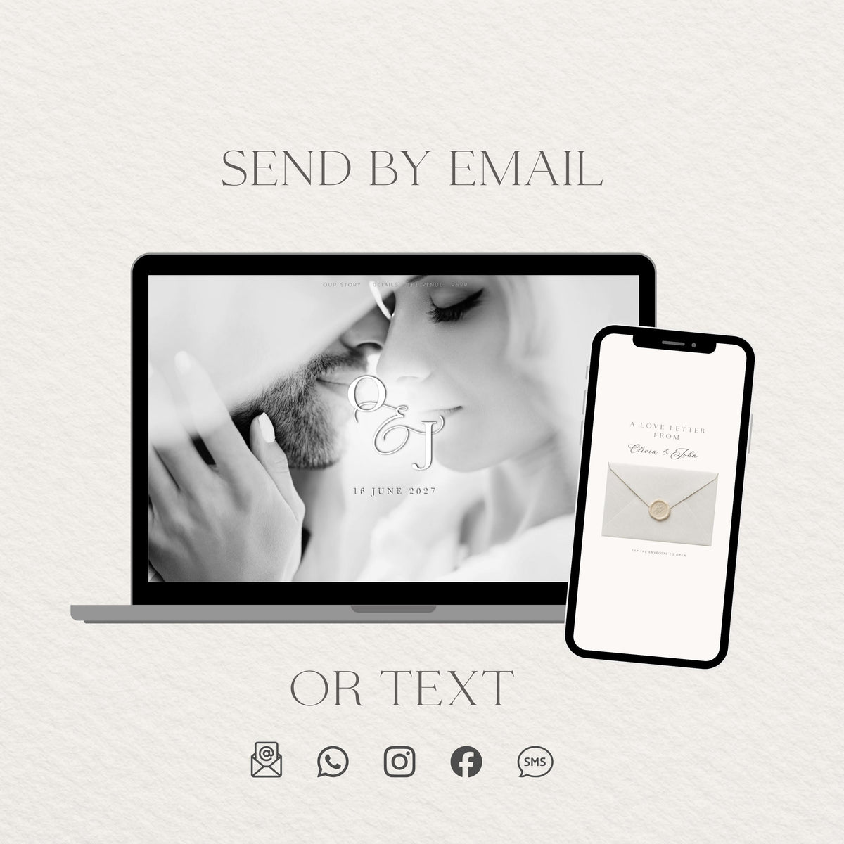 Wedding Website Template: Classic Envelope template details 4
