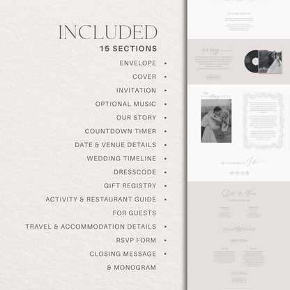 Wedding Website Template: Embossed Monogram template details 2
