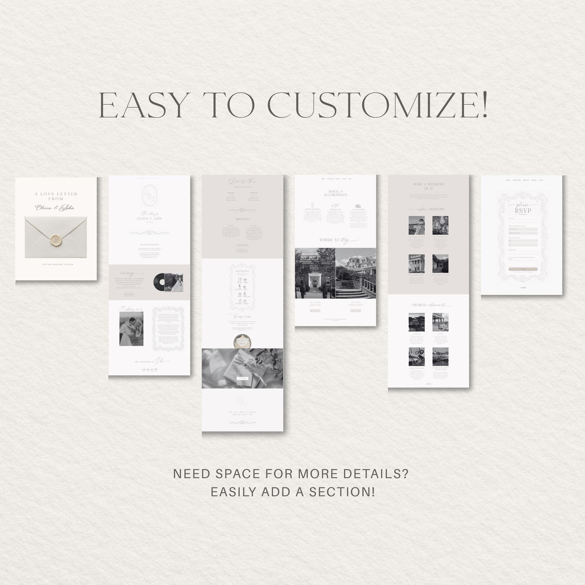 Wedding Website Template: Embossed Monogram template details 8