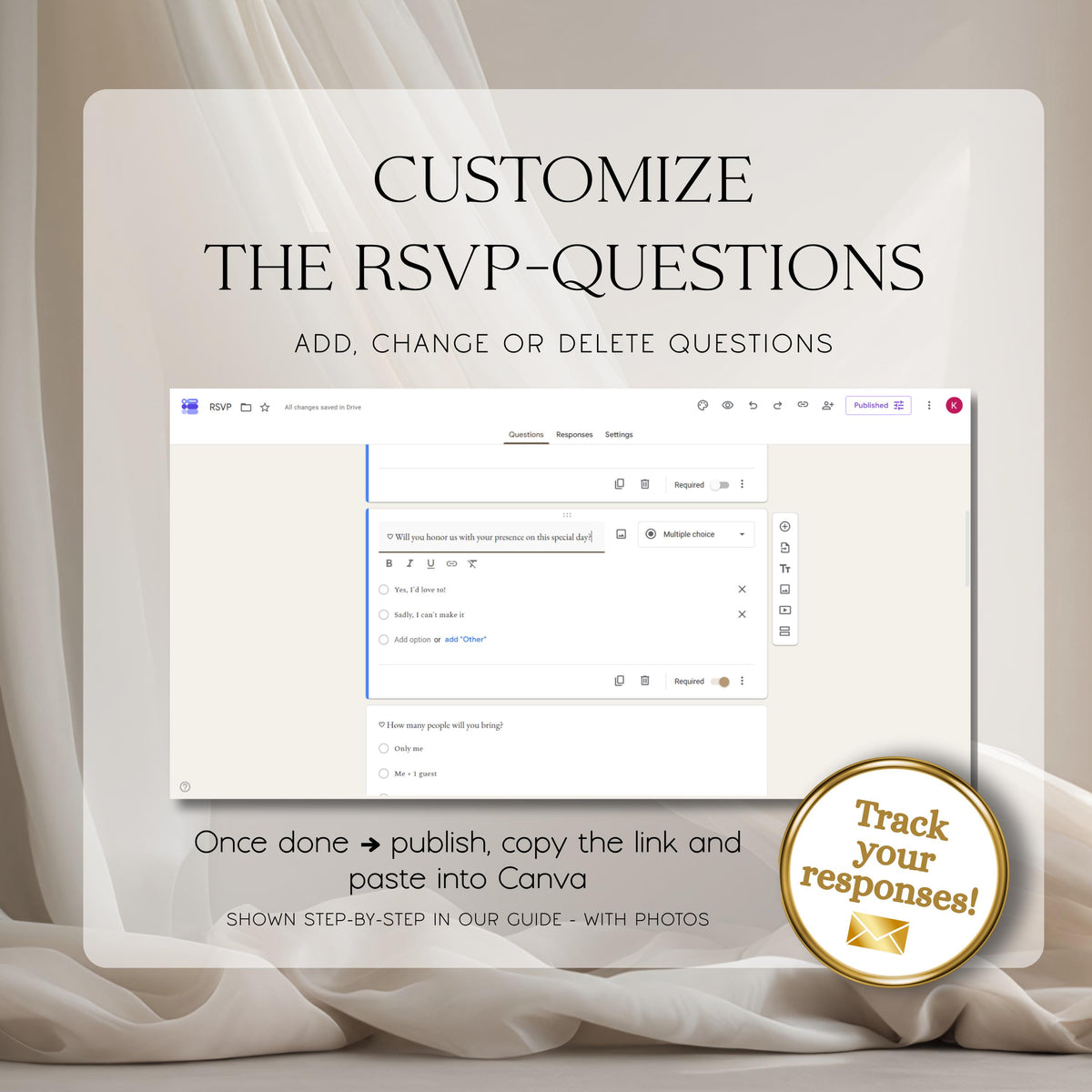 Wedding Website Template: Lace Envelope template details 8