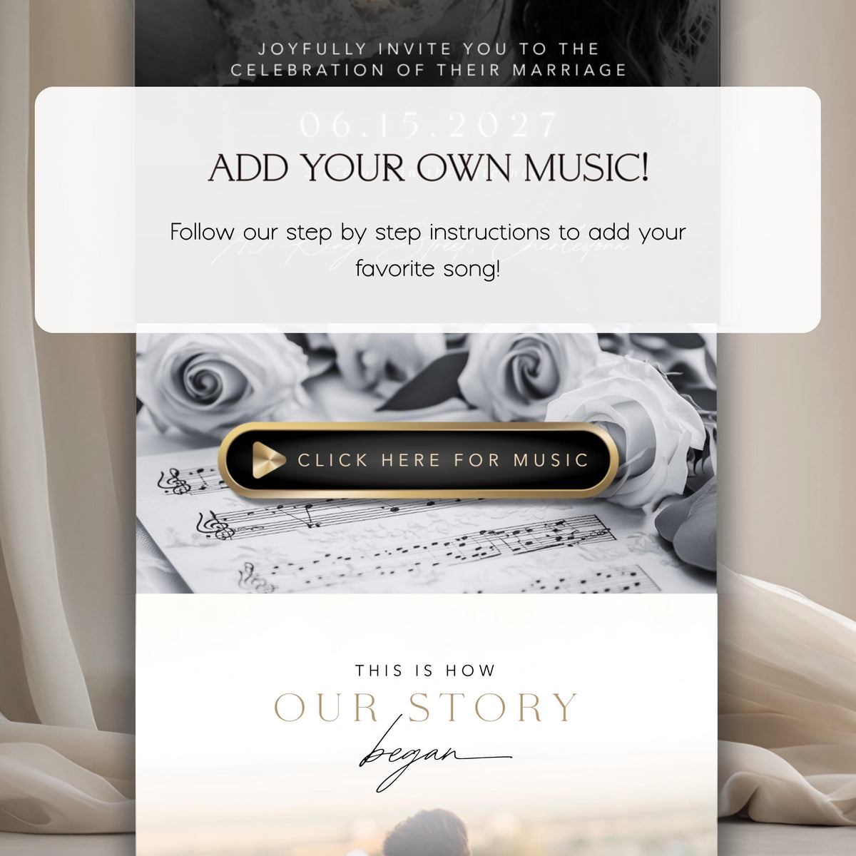 Wedding Website Template: Lace Envelope template details 6