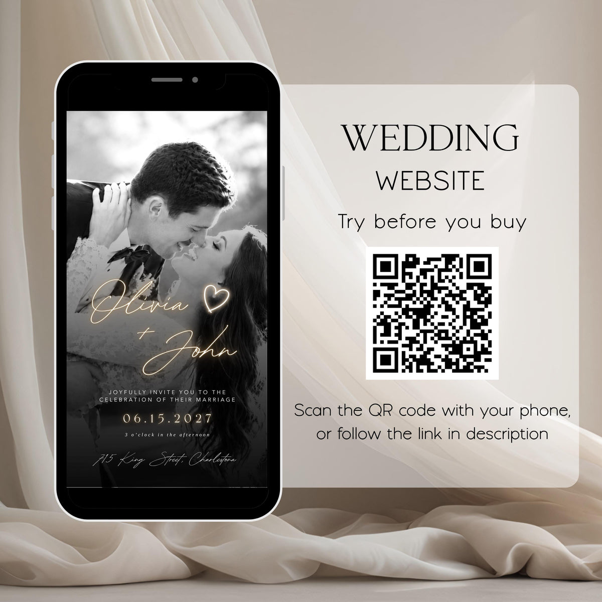 Wedding Website Template: Lace Envelope template details 9