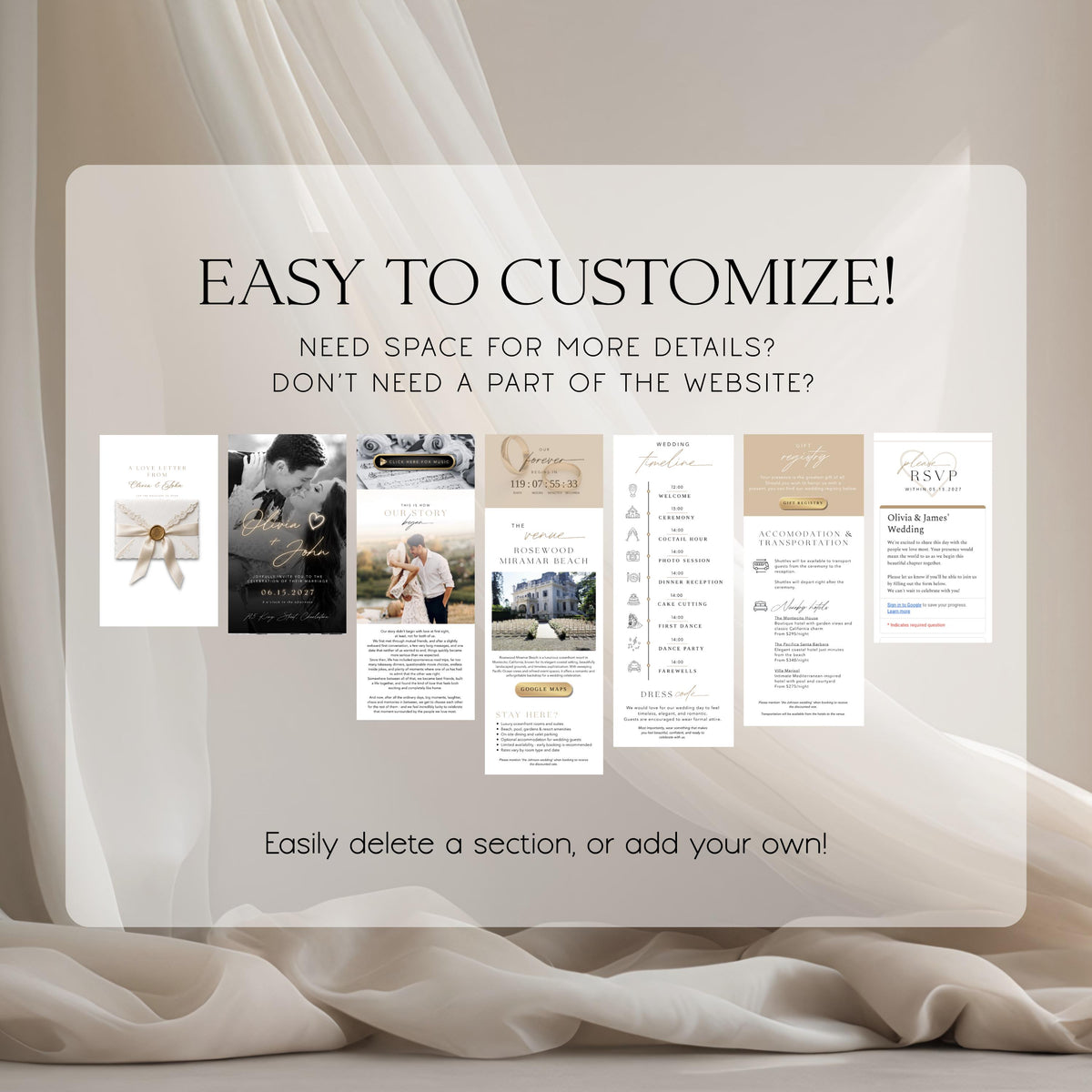 Wedding Website Template: Lace Envelope template details 7