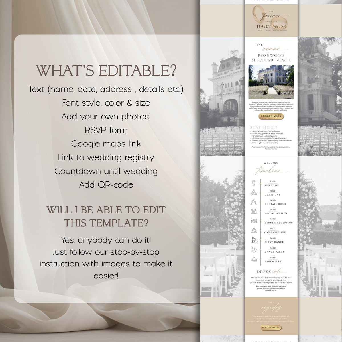 Wedding Website Template: Lace Envelope template details 5