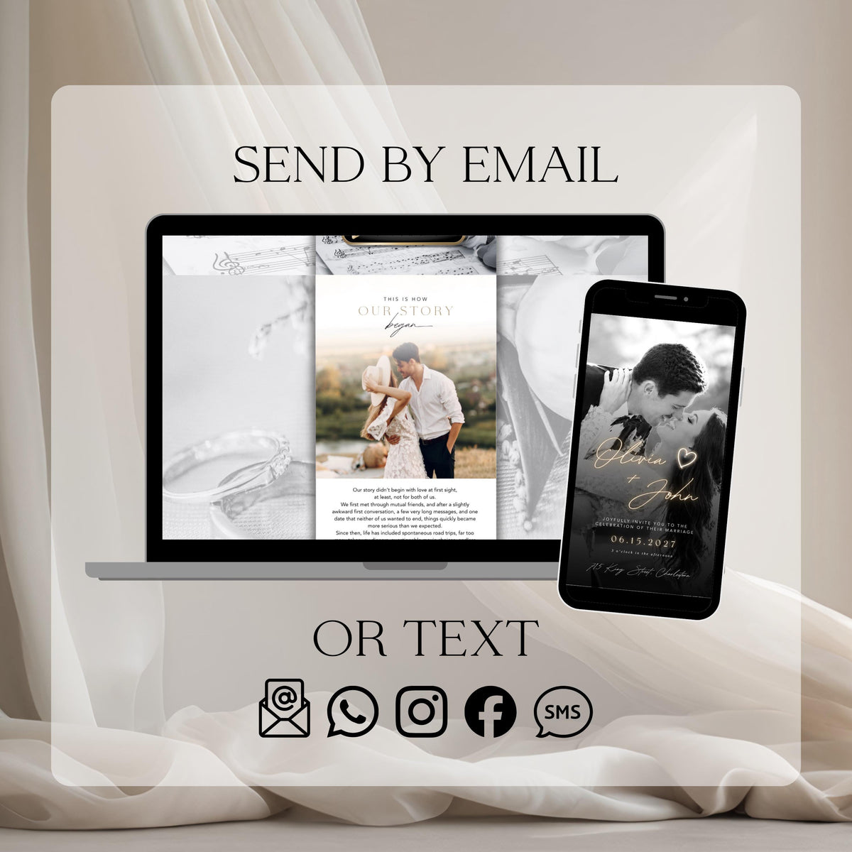 Wedding Website Template: Lace Envelope template details 3