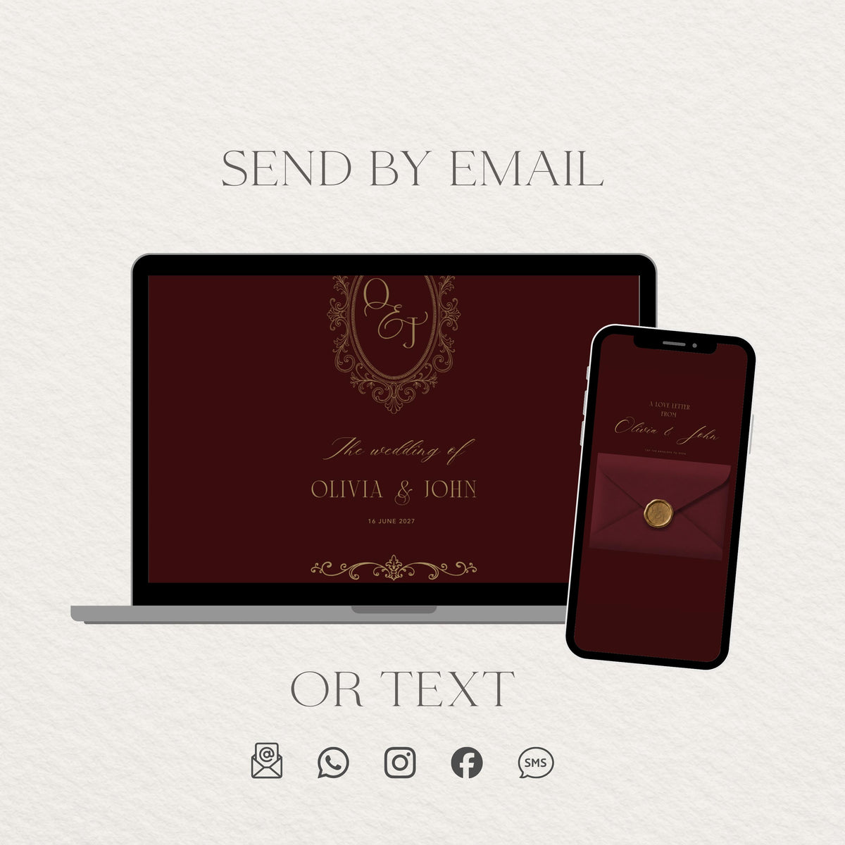 Wedding Website Template: Burgundy template details 3