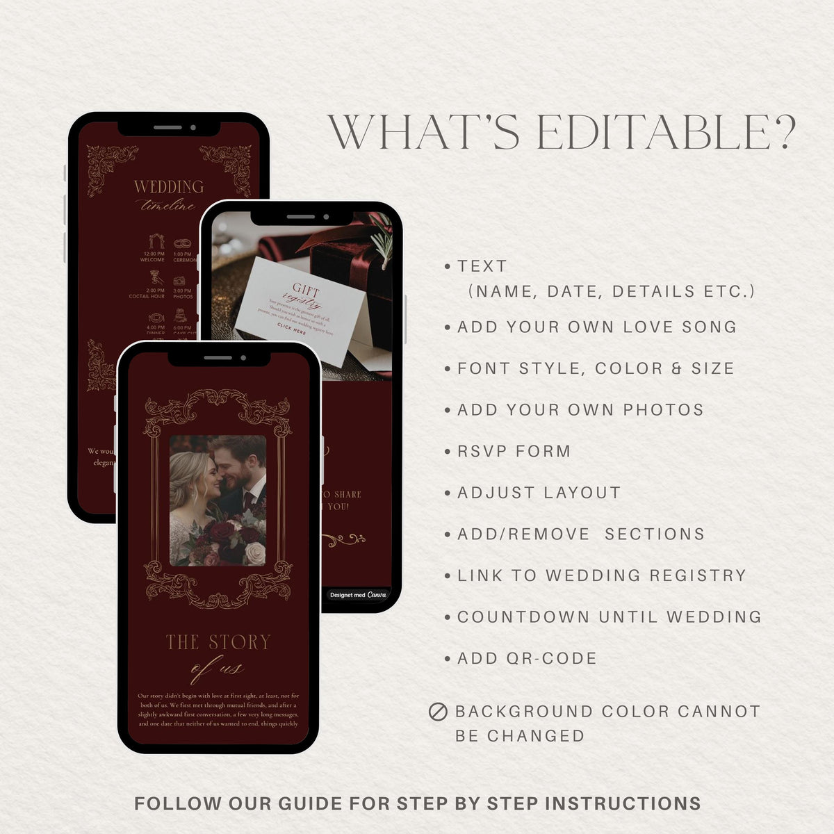 Wedding Website Template: Burgundy template details 4