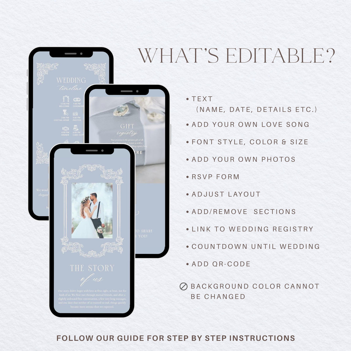 Wedding Website Template: Light Blue template details 3