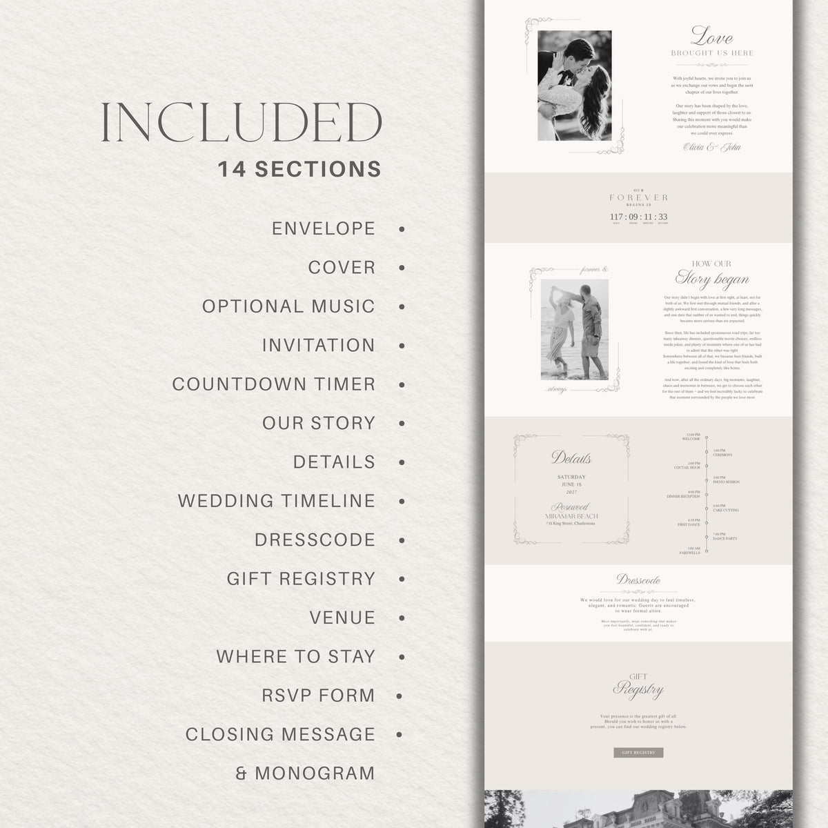 Wedding Website Template: Classic Envelope template details 2