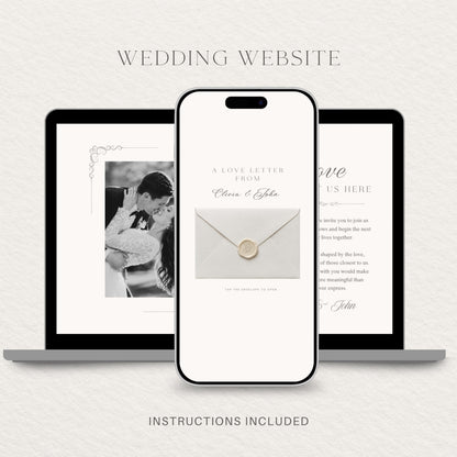 Wedding Website Template: Classic Envelope editable Canva template preview