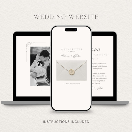 Wedding Website Template: Classic Envelope editable Canva template preview