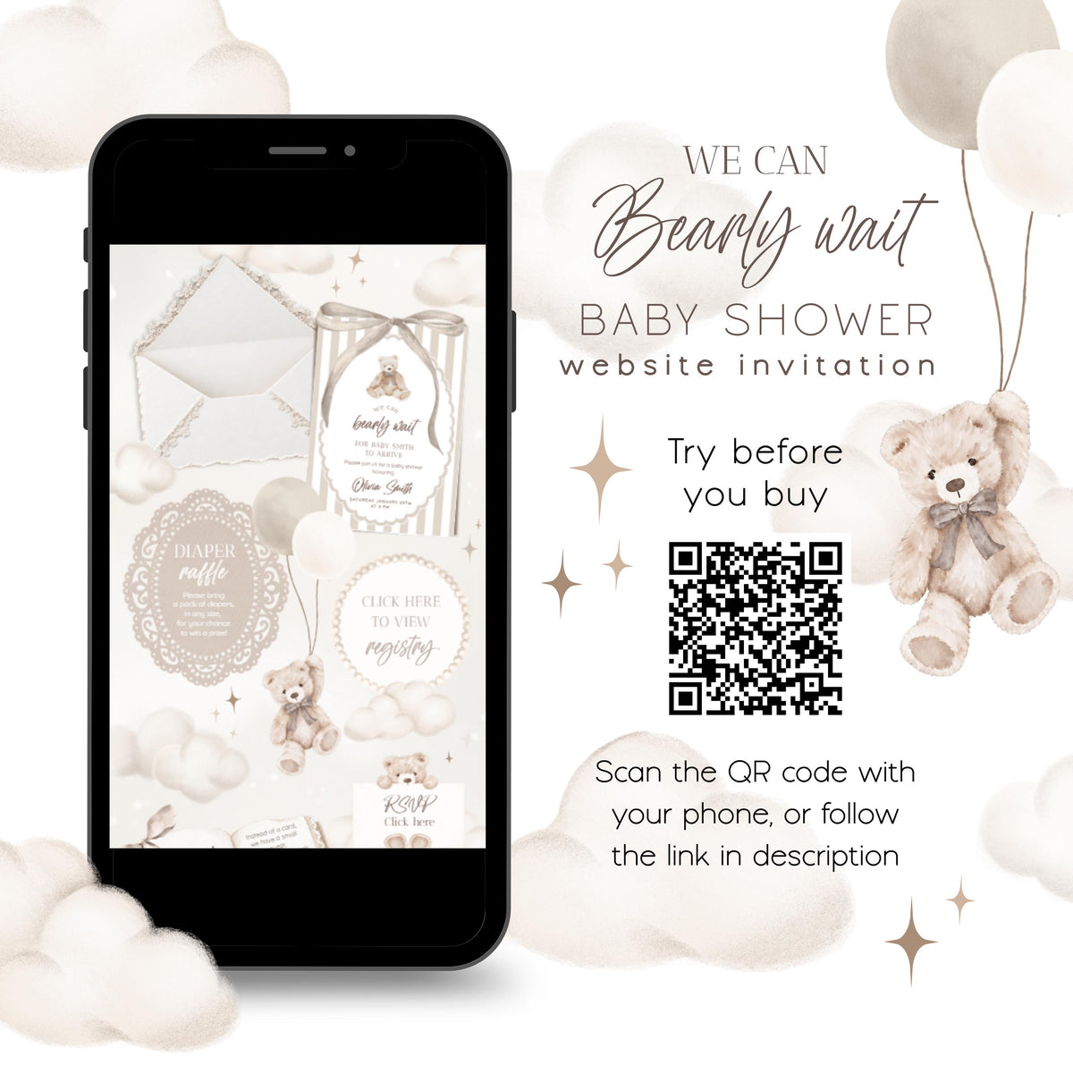 Baby Shower Website Invitation: We Can Bearly Wait template details 5