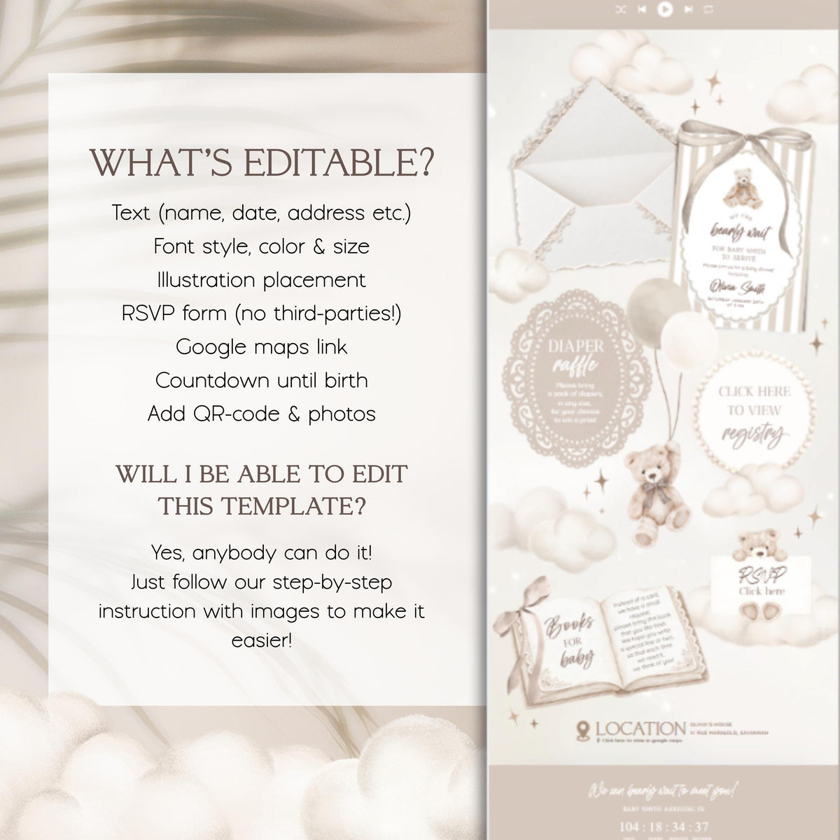 Baby Shower Website Invitation: We Can Bearly Wait template details 2