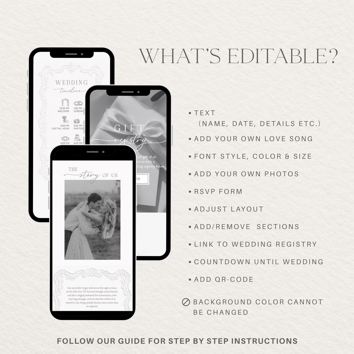 Wedding Website Template: Embossed Monogram template details 4