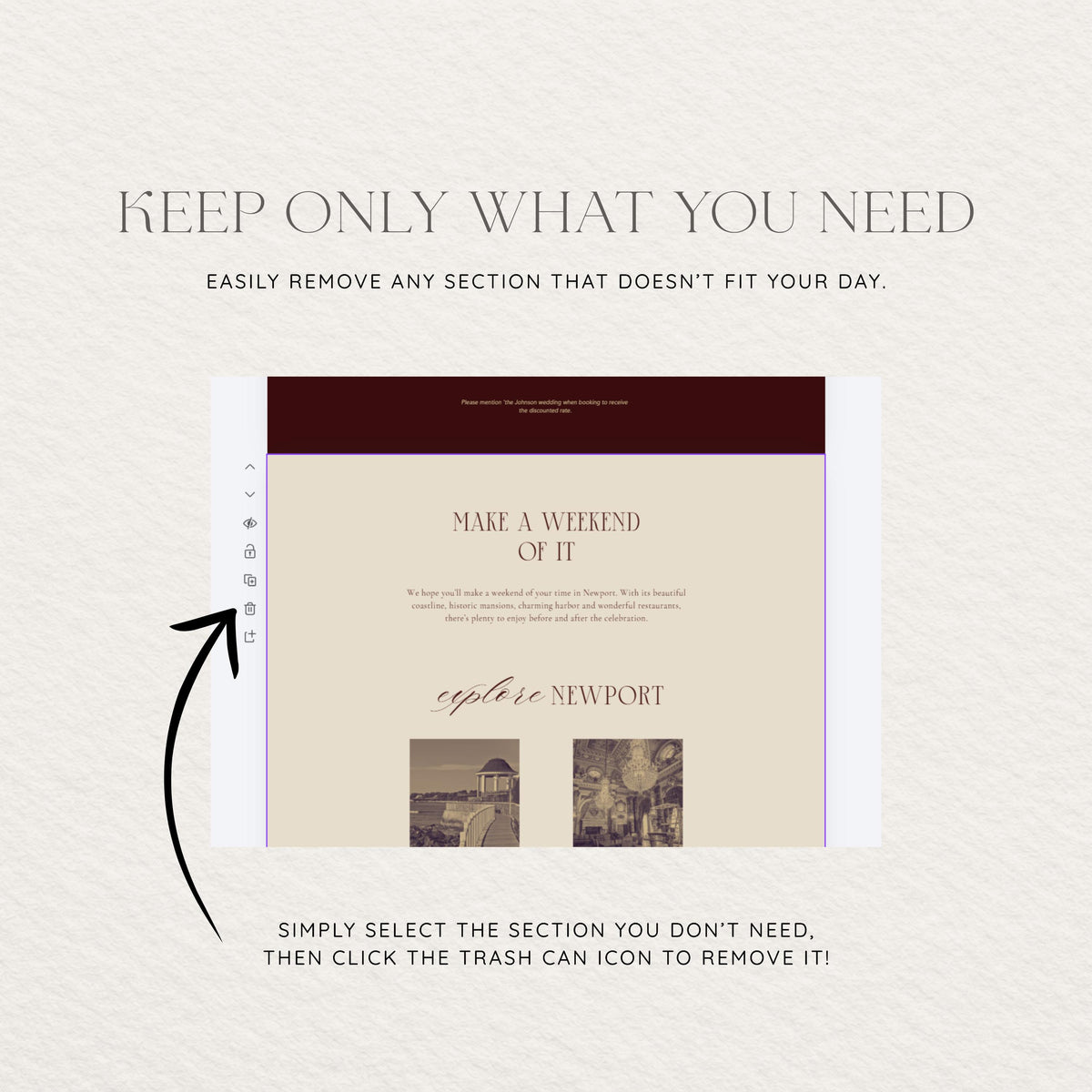 Wedding Website Template: Burgundy template details 7