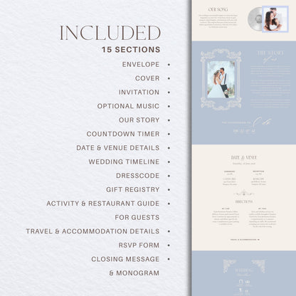 Wedding Website Template: Light Blue template details 2