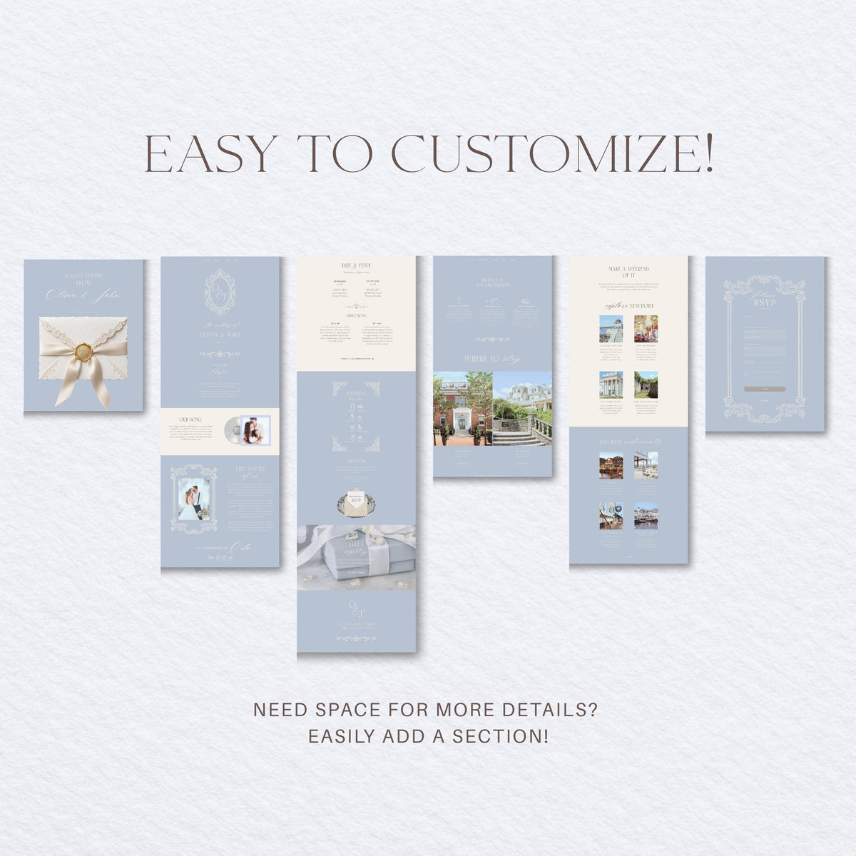 Wedding Website Template: Light Blue template details 8