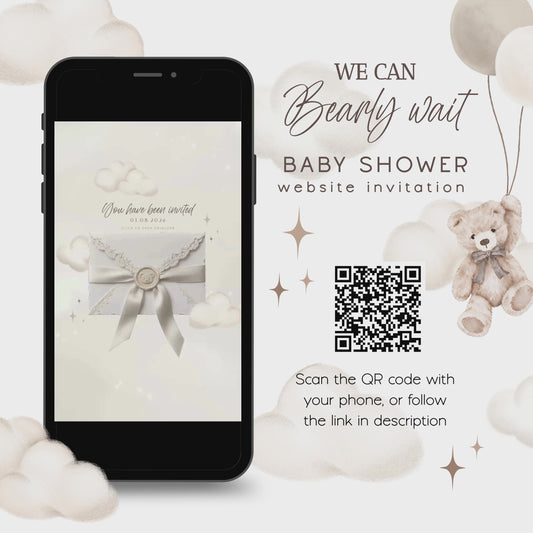 BBS69 We Can Bearly Wait baby shower website invitation video demo