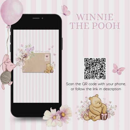 BBS44 pink Winnie the Pooh baby shower website invitation video demo