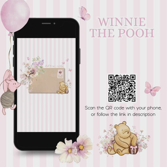 BBS44 pink Winnie the Pooh baby shower website invitation video demo