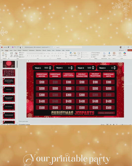 Christmas Jeopardy PowerPoint Party Game, editable PowerPoint game